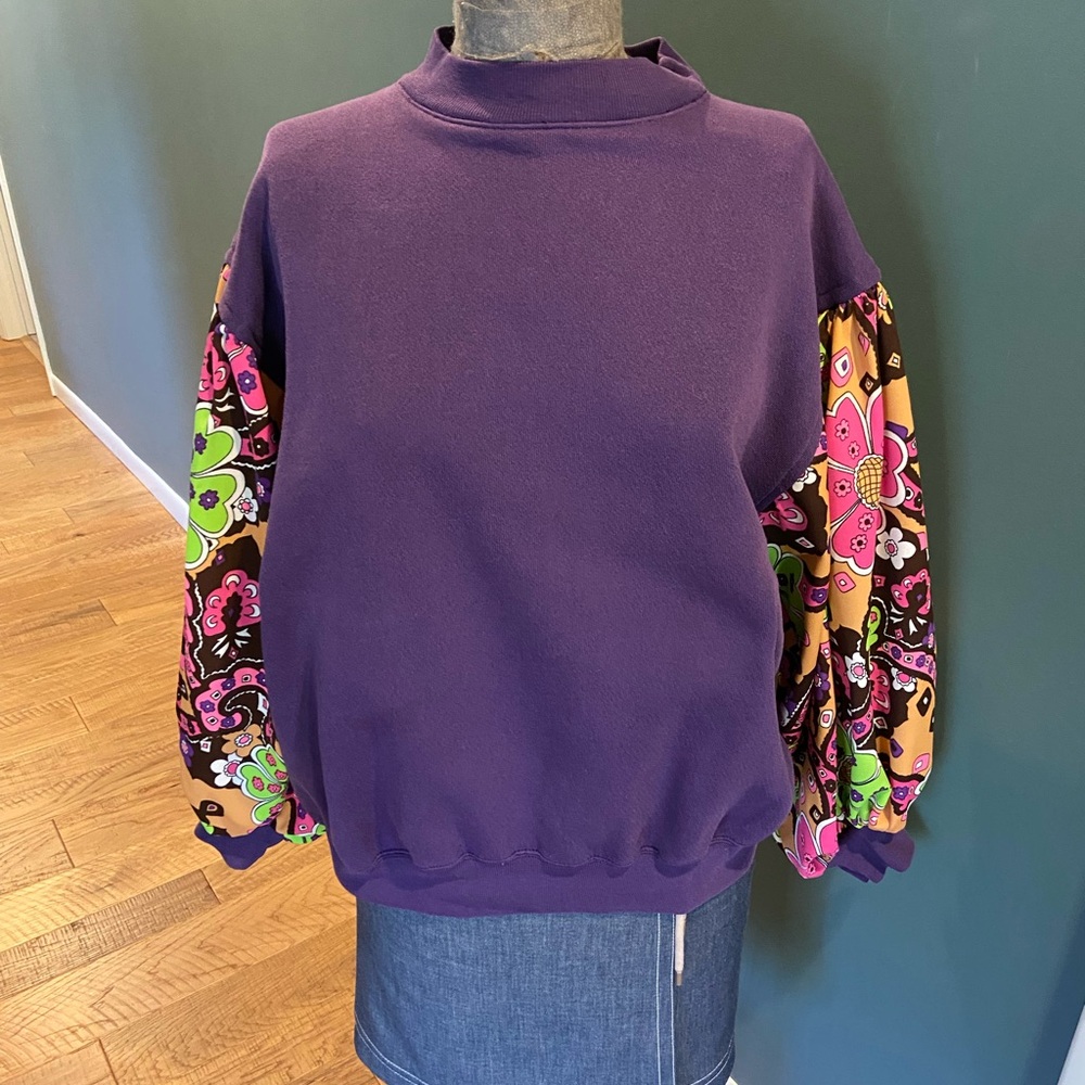 Tapestry Spool Upcycled Craft-show Whimsical Sweatshirt